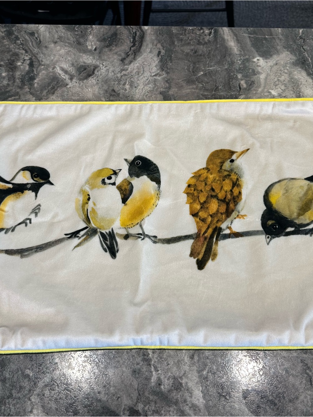 Bird Print Decorative Throw Pillow Cover-Yellow Accent
